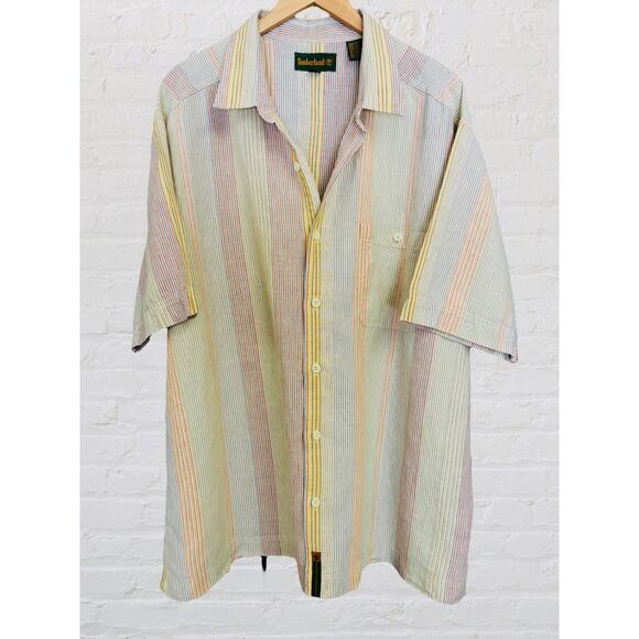 Timberland Big and Tall XXL Short Sleeve Button Up, Linen, Casual Date Night - Picture 1 of 5
